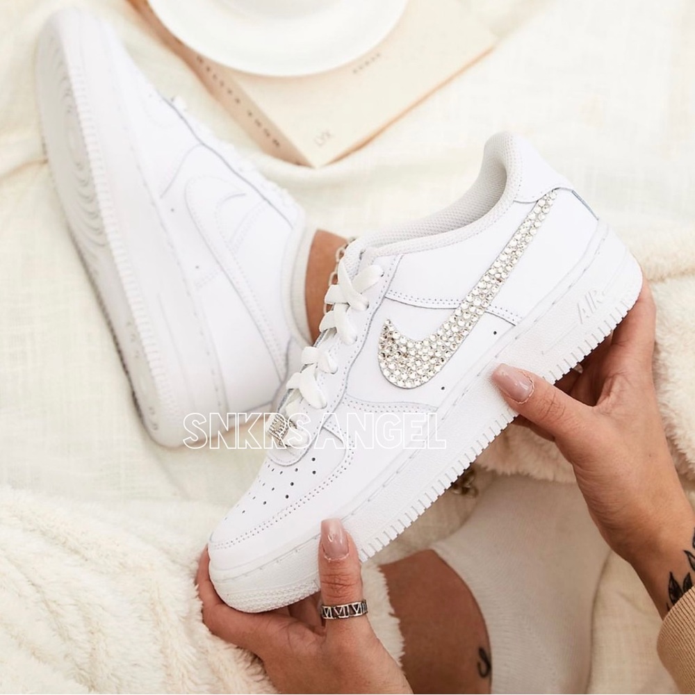 Nike custom crystal rhinestones air force 1 sneakers bride wedding